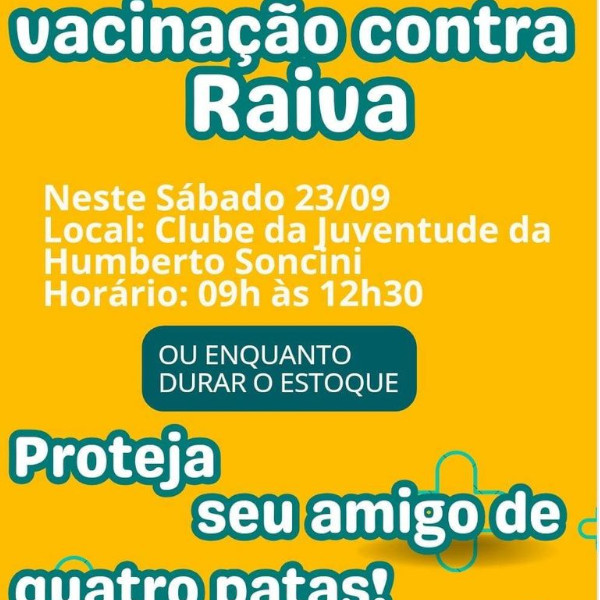 Hoje tem vacinação contra a raiva em cães e gatos de Paraguaçu Paulista
