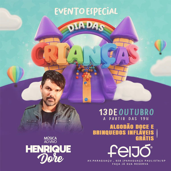 Restaurante Feijó terá festa de Dia das Crianças nesta sexta-feira (13)