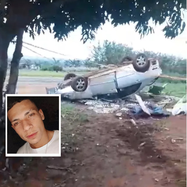 Capotamento de carro mata jovem de 23 anos em estrada vicinal
