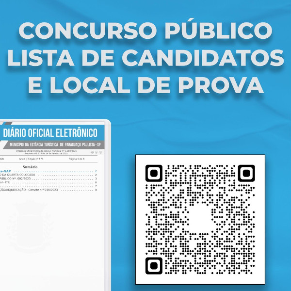 Prefeitura homologa inscrições e divulga local, data e horário das provas do Concurso Público