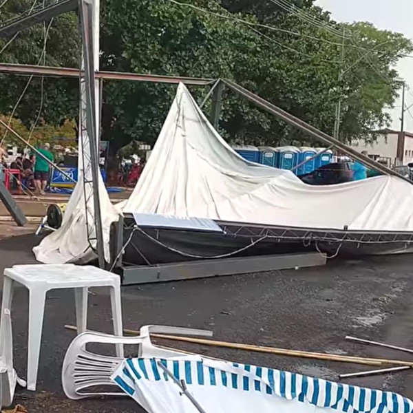 Com estrutura destruída por causa de chuva e ventania, Prefeitura de Paraguaçu cancela evento