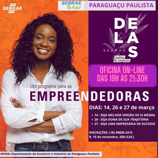 Sebrae Aqui Paraguaçu Paulista oferece oficinas exclusivas para as mulheres