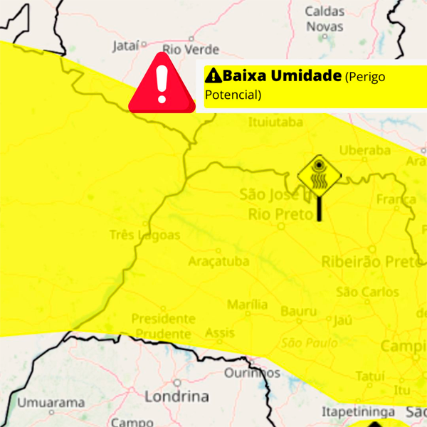 Alerta de baixa umidade em vasta região do interior paulista