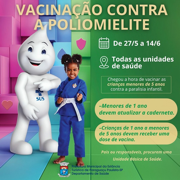 Vacinação contra a poliomielite continua até sexta-feira, dia 14