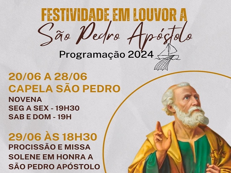 Novena em louvor a São Pedro Apóstolo será de 20 a 28 de junho