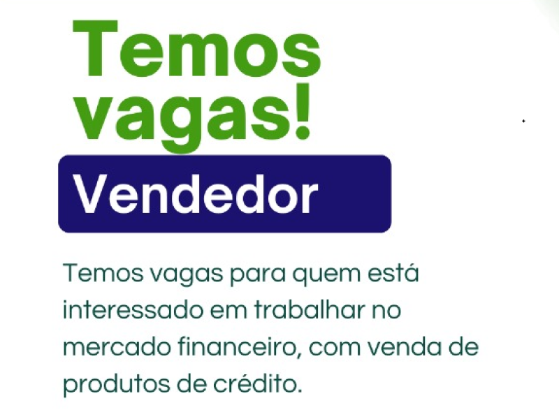 Financeira oferece vaga para vendedor em Paraguaçu