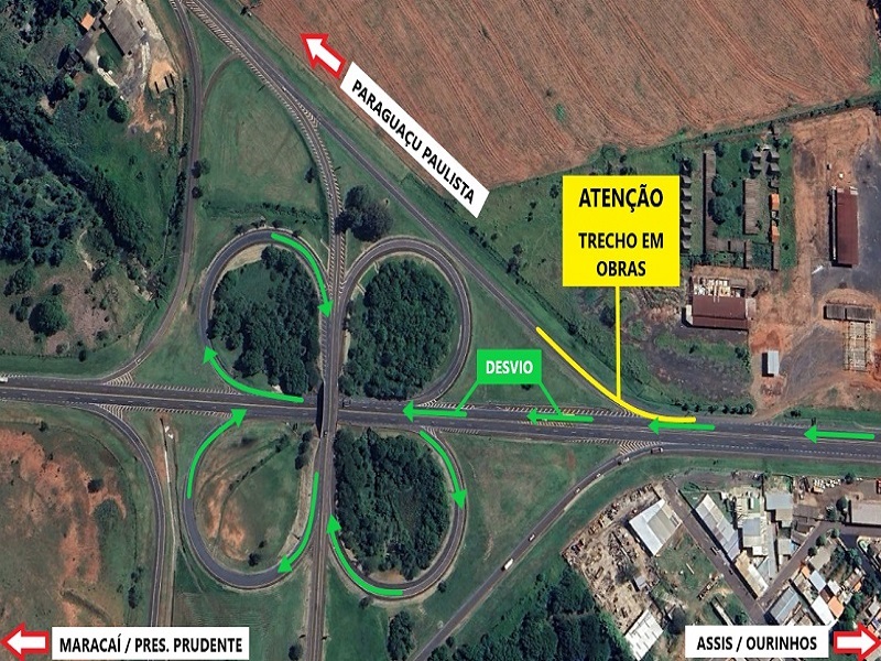 Obras na Raposo Tavares interditam alça no km 446, em Assis