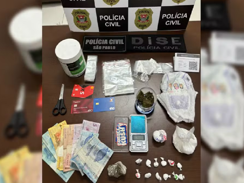 Drogas são encontradas em fralda de bebê durante operação policial em Tupã