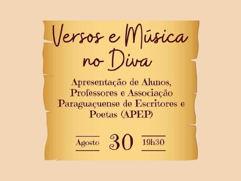 3ª edição do sarau Versos e Música no Diva será na sexta-feira, 30