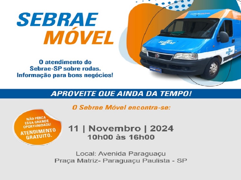 Paraguaçu Paulista recebe Sebrae Móvel na próxima segunda-feira, dia 11