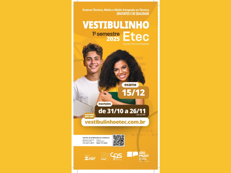Inscrições abertas para o Vestibulinho 2025 do  Colégio Agrícola de Paraguaçu Paulista