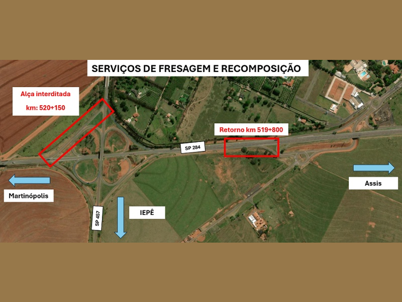 Alça que liga SP 457 e SP 284 em Rancharia terá interdição para melhorias no pavimento