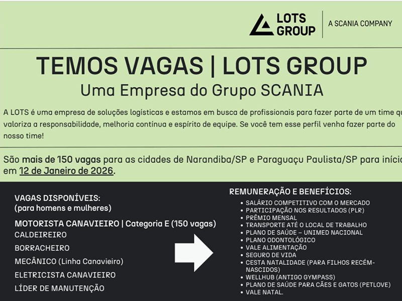 LOTS Group abre mais de 150 vagas para início em janeiro de 2026