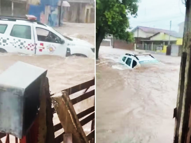 Temporal arrasta veículo e deixa idoso desaparecido em Martinópolis