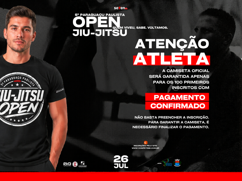 Open Jiu-Jitsu Paraguaçu Paulista 2026 promete reunir atletas e grandes disputas em julho