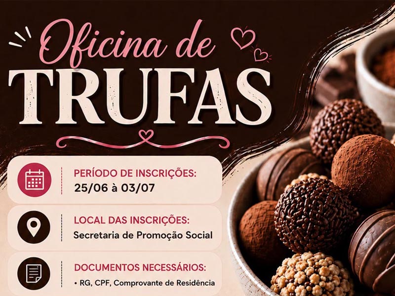 Prefeitura de Quatá abre inscrições para Oficina de Trufas voltada à geração de renda