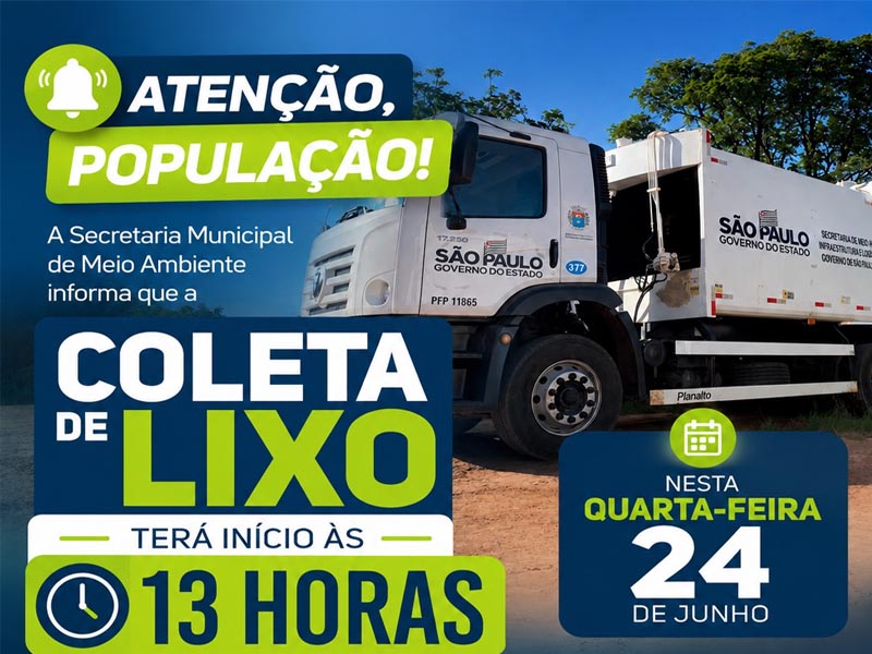 Coleta de lixo no centro de Paraguaçu terá mudança de horário nesta quarta-feira