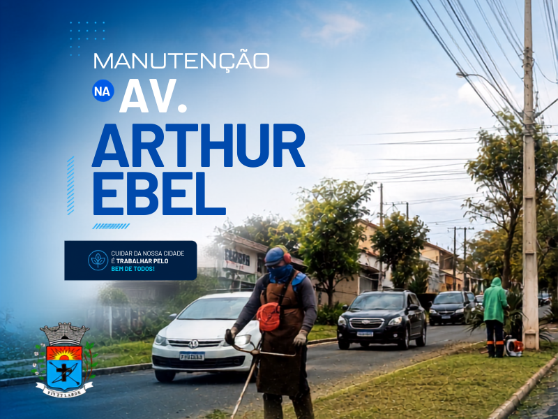 Prefeitura realiza manutenção em canteiro central da Avenida Arthur Ebel, na Vila Galdino