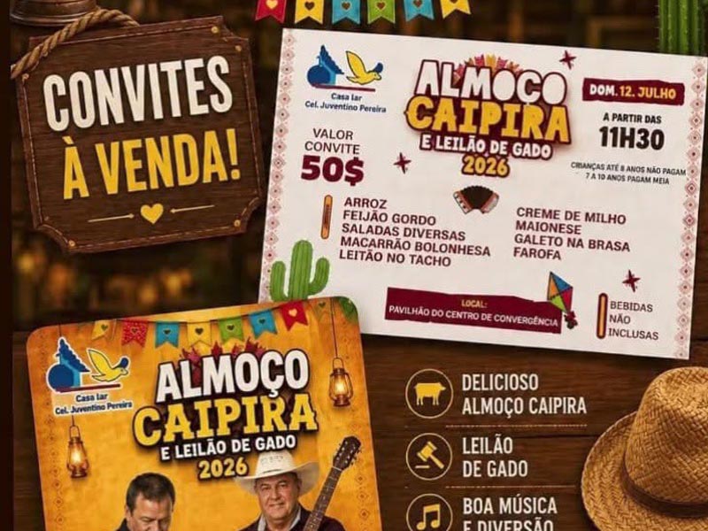 Casa Lar promove Almoço Caipira e Leilão de Gado beneficente