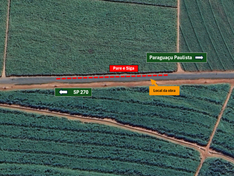 Obra em vicinal de Paraguaçu Paulista terá sistema Pare e Siga nesta quarta-feira