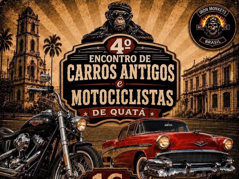 4º Encontro de Carros Antigos e Motociclistas será realizado em Quatá na próxima semana