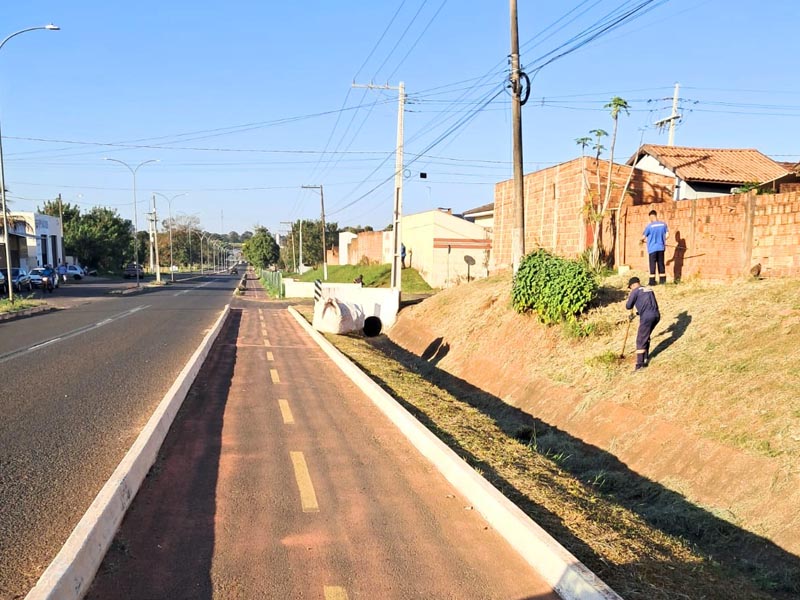 Manutenção reforça limpeza e organização na entrada da cidade, pela Av. Sete de Setembro