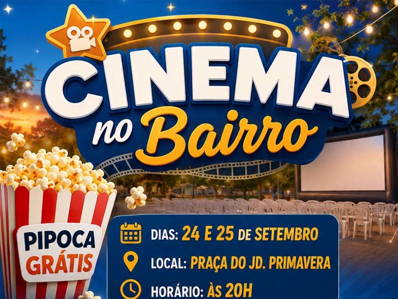 Cinema no Bairro terá sessões gratuitas em Quatá nos dias 24 e 25 de setembro