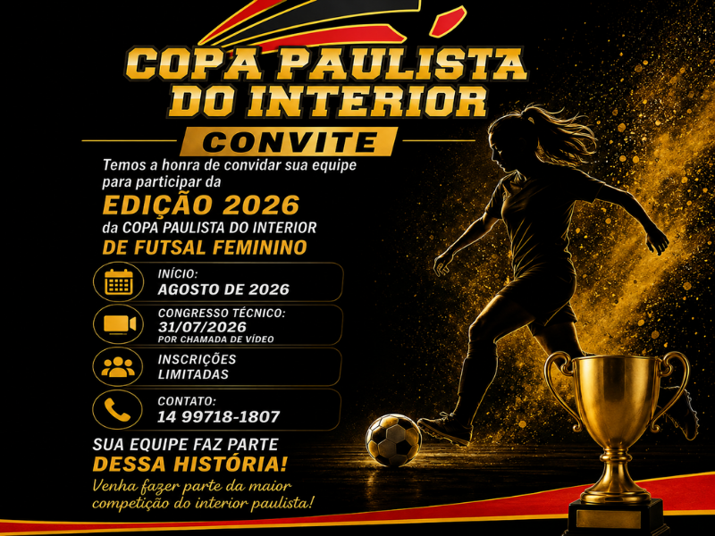 Paraguaçu Paulista confirma participação na Copa Paulista de Futsal Feminino em setembro